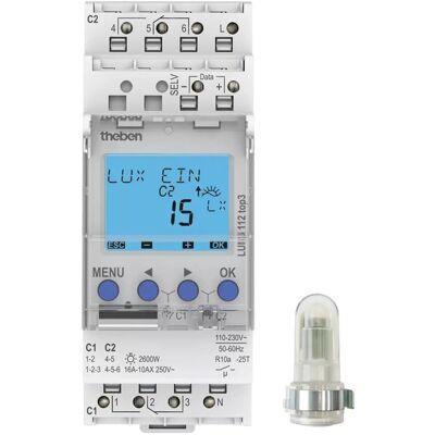 Theben Luna 112 Top3 AL Digitaler Dämmerungsschalter - Lichtsteuergerät Theben Luna 112 Top3 AL Digitaler Dämmerungsschalter - Lichtsteuergerät