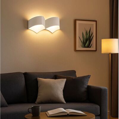 Lampada da Parete WOFI - Design a ventaglio Bianco - 2 fiamme Lampada da Parete WOFI - Design a ventaglio Bianco - 2 fiamme