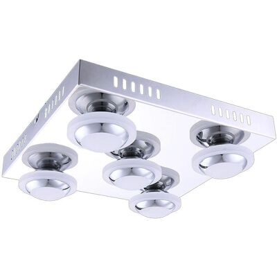 WOFI - Plafoniera cromata da soggiorno - 30x30x9 cm - 5x LED 4.5W 400 lm - Plafonnier WOFI - Plafoniera cromata da soggiorno - 30x30x9 cm - 5x LED 4.5W 400 lm - Plafonnier