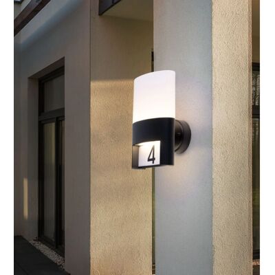 WOFI Zwarte Buitenwandlamp met Huisnummer - IP54 WOFI Zwarte Buitenwandlamp met Huisnummer - IP54