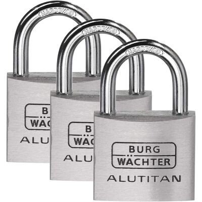 Conjunto de 3 cadeados BURG-WÄCHTER - Alumínio resistente, arco de 6,5mm Conjunto de 3 cadeados BURG-WÄCHTER - Alumínio resistente, arco de 6,5mm