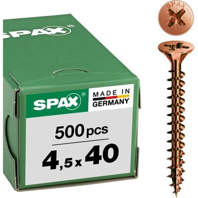 ABC Spax Viti Tsp Testa Svasata Piana A Croce Pozidriv Bronzata Diametro 4,5 Mm Lunghezza 40 Mm Confezione Da 500 Pz - Vite ABC Spax Viti Tsp Testa Svasata Piana A Croce Pozidriv Bronzata Diametro 4,5 Mm Lunghezza 40 Mm Confezione Da 500 Pz - Vite
