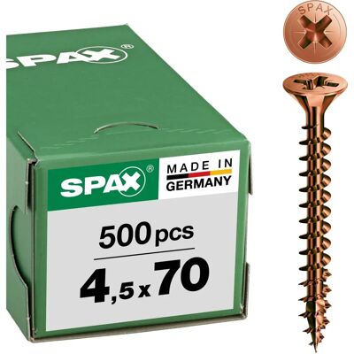 ABC Spax Viti Tsp Testa Svasata Piana A Croce Pozidriv Bronzata Diametro 4,5 Mm Lunghezza 70 Mm Confezione Da 500 Pz - Publicité ABC Spax Viti Tsp Testa Svasata Piana A Croce Pozidriv Bronzata Diametro 4,5 Mm Lunghezza 70 Mm Confezione Da 500 Pz - Publicité