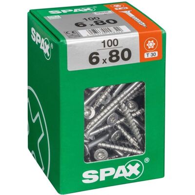 Vis universelle Spax 6x80mm - T-Star Plus T30, 100 pièces Vis universelle Spax 6x80mm - T-Star Plus T30, 100 pièces