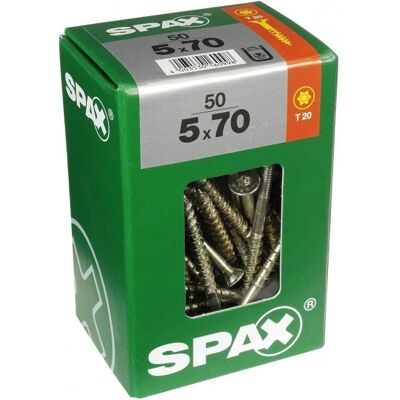 Spax Universalschrauben - 50 Stück, 5x70mm, Senkkopf, T-STAR plus T20, WIROX Spax Universalschrauben - 50 Stück, 5x70mm, Senkkopf, T-STAR plus T20, WIROX