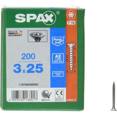 Vite in Acciaio Inox 3x25mm SPAX - Alta Resistenza Vite in Acciaio Inox 3x25mm SPAX - Alta Resistenza