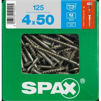 SPAX Set aus 125 Edelstahl-Torx Flachkopfschrauben - Schrauben SPAX Set aus 125 Edelstahl-Torx Flachkopfschrauben - Schrauben