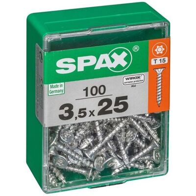 SPAX Universalschrauben - 3,5x25mm, 100 Stk, Flachkopf, T-STAR plus T20, WIROX SPAX Universalschrauben - 3,5x25mm, 100 Stk, Flachkopf, T-STAR plus T20, WIROX