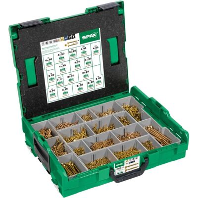 Set de tornillos para madera SPAX YELLOX - 2935 pcs - Cabeza plana, Pozidriv, L-BOXX Set de tornillos para madera SPAX YELLOX - 2935 pcs - Cabeza plana, Pozidriv, L-BOXX