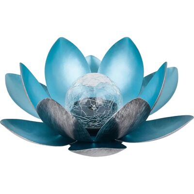 Dehner Lotus - Solarlampe aus Metall - 27,5cm - Silber/Blau Dehner Lotus - Solarlampe aus Metall - 27,5cm - Silber/Blau