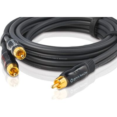 Oehlbach 8m Subwoofer Y-Cinch Cable with Gold Plated Connectors - Deep Bass Transmission Oehlbach 8m Subwoofer Y-Cinch Cable with Gold Plated Connectors - Deep Bass Transmission