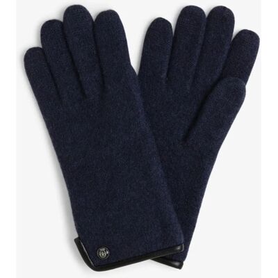 Roeckl Blue Wool Gloves - Classic Wool with Leather - Women Roeckl Blue Wool Gloves - Classic Wool with Leather - Women