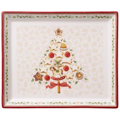 Dekorační talíř Villeroy & Boch - Bílá/Červená/Béžová - Obdélníkový 27x22,5 cm Dekorační talíř Villeroy & Boch - Bílá/Červená/Béžová - Obdélníkový 27x22,5 cm