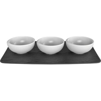 Ensemble de 3 bols à dips avec assiette Villeroy & Boch New Moon Ensemble de 3 bols à dips avec assiette Villeroy & Boch New Moon