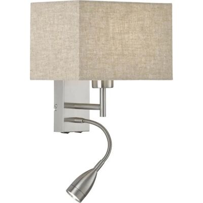 Fischer & Honsel Beigefarbene Nickel Wandleuchte mit Lesearm - Wandleuchte Fischer & Honsel Beigefarbene Nickel Wandleuchte mit Lesearm - Wandleuchte