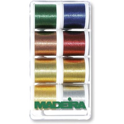 Filo da cucire Madeira 8012 - Finitura argento - 8x200m Filo da cucire Madeira 8012 - Finitura argento - 8x200m