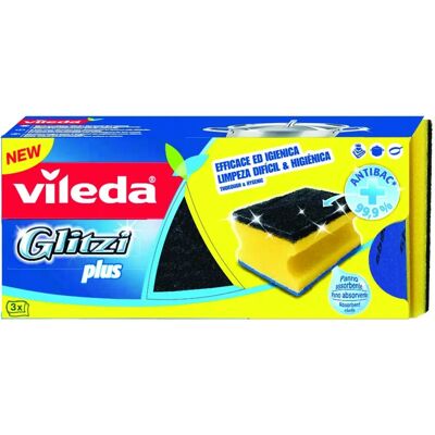 Vileda 139787 Kitchen Sponge - Set of 3 - Rectangular Fiber Vileda 139787 Kitchen Sponge - Set of 3 - Rectangular Fiber