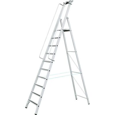 ZARGES Trittleiter - 10 Stufen, Leichtes Aluminium, Große Plattform ZARGES Trittleiter - 10 Stufen, Leichtes Aluminium, Große Plattform