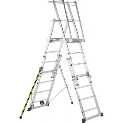 ZARGES Aluminium-Teleskopleiter - 7 Stufen, Hellgrau, Hellblau - Teleskopleiter ZARGES Aluminium-Teleskopleiter - 7 Stufen, Hellgrau, Hellblau - Teleskopleiter