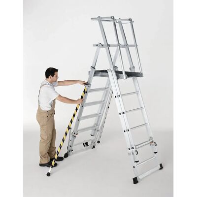 Scala telescopica in alluminio con piattaforma - 9 gradini, Blu/Grigio Scala telescopica in alluminio con piattaforma - 9 gradini, Blu/Grigio