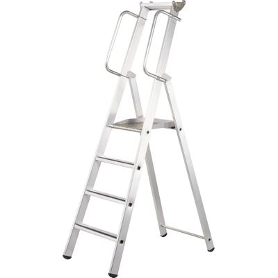 ZARGES Aluminium-Stehleiter mit großer Plattform - 4 Stufen ZARGES Aluminium-Stehleiter mit großer Plattform - 4 Stufen
