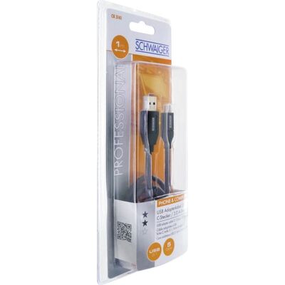 Cavo USB Schwaiger CK 3141 - USB A a USB C - 1m - Nero - Cavo USB Cavo USB Schwaiger CK 3141 - USB A a USB C - 1m - Nero - Cavo USB