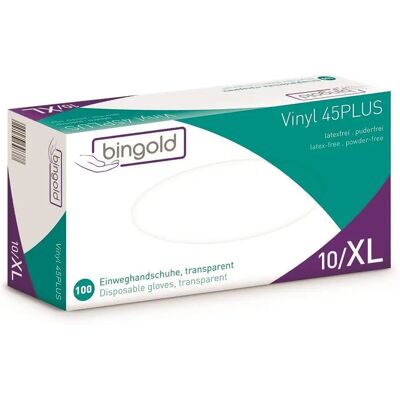 Gants en vinyle Bingold - Sans poudre, 100 pièces, XL - Gants - Publicité Gants en vinyle Bingold - Sans poudre, 100 pièces, XL - Gants - Publicité