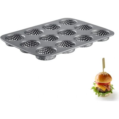 Plaque à pâtisserie mini burger Westmark - Moule pour 12 - Antiadhésif, 230°C - Publicité Plaque à pâtisserie mini burger Westmark - Moule pour 12 - Antiadhésif, 230°C - Publicité