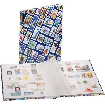 Leuchtturm Basic Stockbook avec motif de timbres, 16 pages blanches - Qualité premium Leuchtturm Basic Stockbook avec motif de timbres, 16 pages blanches - Qualité premium