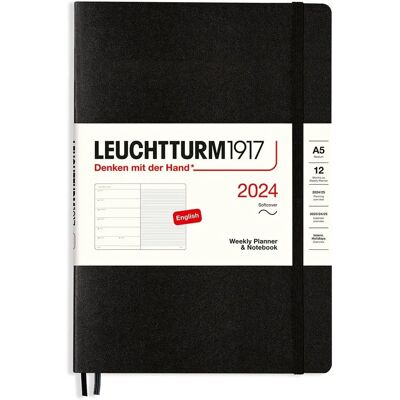 Leuchtturm 2024 A5 Mjukbandad Kalender & Anteckningsbok - Svart Leuchtturm 2024 A5 Mjukbandad Kalender & Anteckningsbok - Svart