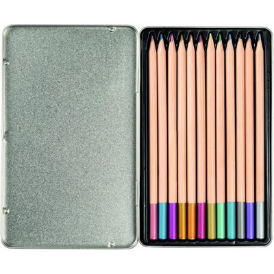 Walther Design Metallic Kleurpotloden - 12 stuks in Metal Doos Walther Design Metallic Kleurpotloden - 12 stuks in Metal Doos