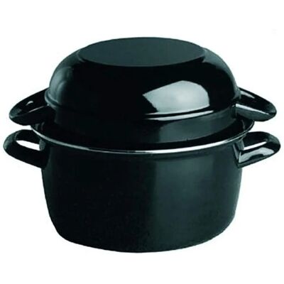 APS Muscheltopf - 2,6L Schwarz emailliertes Stahl Muscheltopf APS Muscheltopf - 2,6L Schwarz emailliertes Stahl Muscheltopf