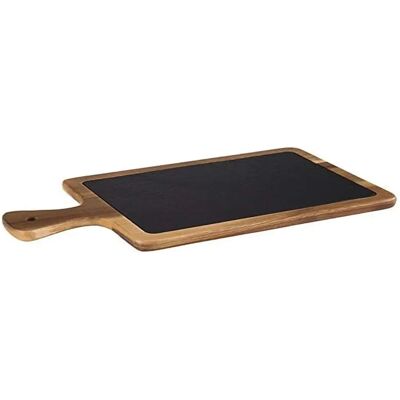 Tabla de Servir de Madera de Acacia y Pizarra - 55x12cm - Elegancia Rústica Tabla de Servir de Madera de Acacia y Pizarra - 55x12cm - Elegancia Rústica