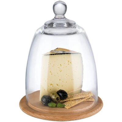 Dôme à fromage APS - Ø18,5cm, Hauteur 24cm, Verre transparent et bois de hêtre - Publicité Dôme à fromage APS - Ø18,5cm, Hauteur 24cm, Verre transparent et bois de hêtre - Publicité