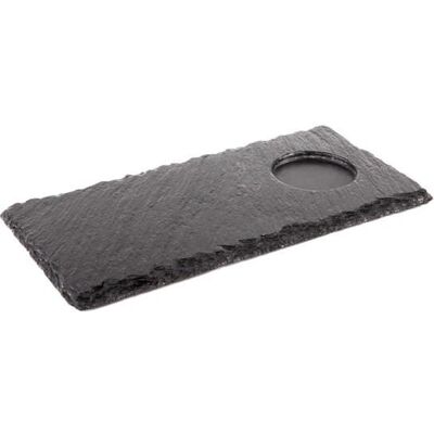 APS Plancha en ardoise noire rectangulaire 1 insert rond - 25x12x0,7 cm APS Plancha en ardoise noire rectangulaire 1 insert rond - 25x12x0,7 cm