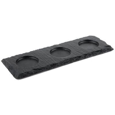 APS Naturlig skifermaterial 3 insatser ; 28x10x0.7 cm (LxLxH); svart; rektangulär - Slate Plate APS Naturlig skifermaterial 3 insatser ; 28x10x0.7 cm (LxLxH); svart; rektangulär - Slate Plate