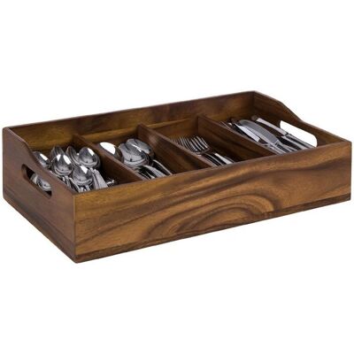 APS Organizer posate in acacia - Quattro scomparti - Legno durevole APS Organizer posate in acacia - Quattro scomparti - Legno durevole
