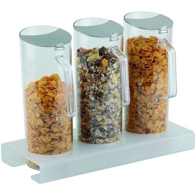 APS Barattolo di cereali 7 pz. con support in plexiglas satinato APS Barattolo di cereali 7 pz. con support in plexiglas satinato
