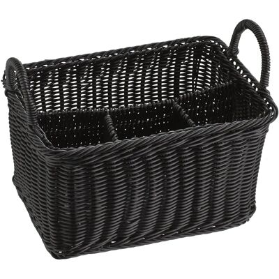 Cestino per posate APS - 26x18cm - Nero - 4 scomparti Cestino per posate APS - 26x18cm - Nero - 4 scomparti