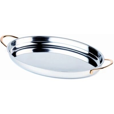 Plateau de Service APS 60270 en Inox avec Poignées Dorées Plateau de Service APS 60270 en Inox avec Poignées Dorées