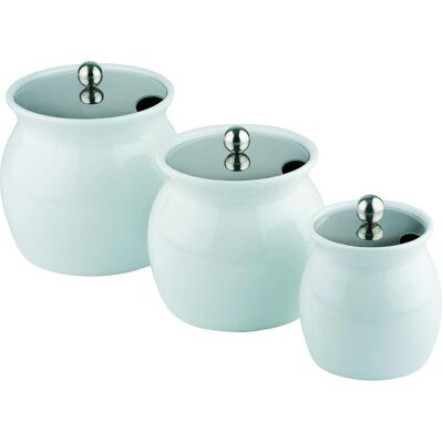 Vaso per condimenti APS 2,0L Porcellana, Bianco, Coperchio Inox Vaso per condimenti APS 2,0L Porcellana, Bianco, Coperchio Inox