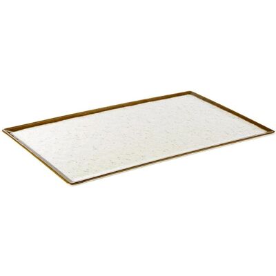 APS GN 1/1 Tablett -Stone Art- aus Melamin 53 x 32,5 x 1,5 cm, innen: Dekor, weiß, Rand: braun APS GN 1/1 Tablett -Stone Art- aus Melamin 53 x 32,5 x 1,5 cm, innen: Dekor, weiß, Rand: braun