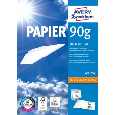Avery Hvid A4 Printerpapir - 90G/500 Ark Avery Hvid A4 Printerpapir - 90G/500 Ark