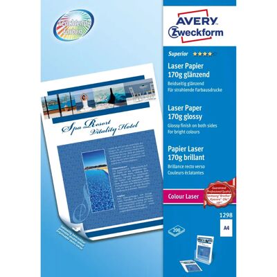 Papel de impressão Avery Zweckform 1298Z A4 Brilhante 200 Folhas Brancas Papel de impressão Avery Zweckform 1298Z A4 Brilhante 200 Folhas Brancas
