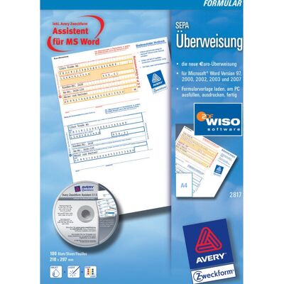 Avery 2817 Geschäftsvorlage - SEPA-Überweisung - 100 Blätter Avery 2817 Geschäftsvorlage - SEPA-Überweisung - 100 Blätter