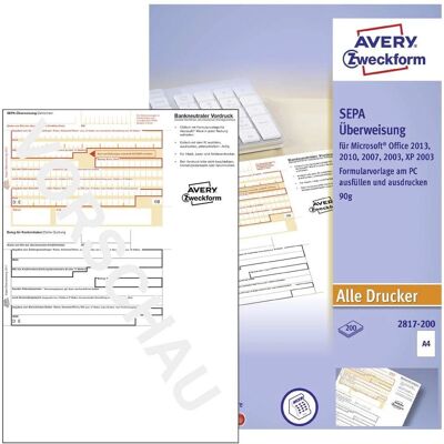 Avery 2817-200 Payment Form - High-Quality A4 Form for PC Avery 2817-200 Payment Form - High-Quality A4 Form for PC
