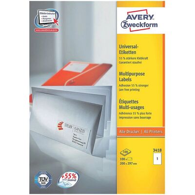 Etykieta Avery 3418 - Samoprzylepna, A4, Wielofunkcyjna Etykieta Avery 3418 - Samoprzylepna, A4, Wielofunkcyjna