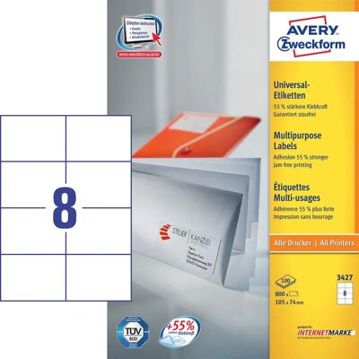 Etiquetas autoadesivas brancas Avery 3427 - Etiquetas para impressora Etiquetas autoadesivas brancas Avery 3427 - Etiquetas para impressora