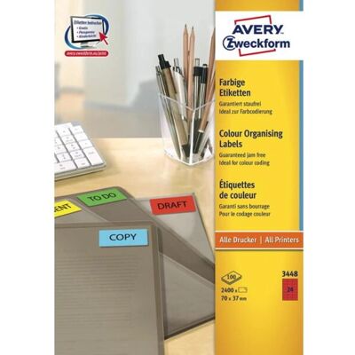 Etiquetas Vermelhas 3448 Avery - Para Impressoras a Laser e Jato de Tinta Etiquetas Vermelhas 3448 Avery - Para Impressoras a Laser e Jato de Tinta