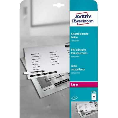 Avery Zweckform 3482 Transparente Selbstklebefolien - Laser Avery Zweckform 3482 Transparente Selbstklebefolien - Laser